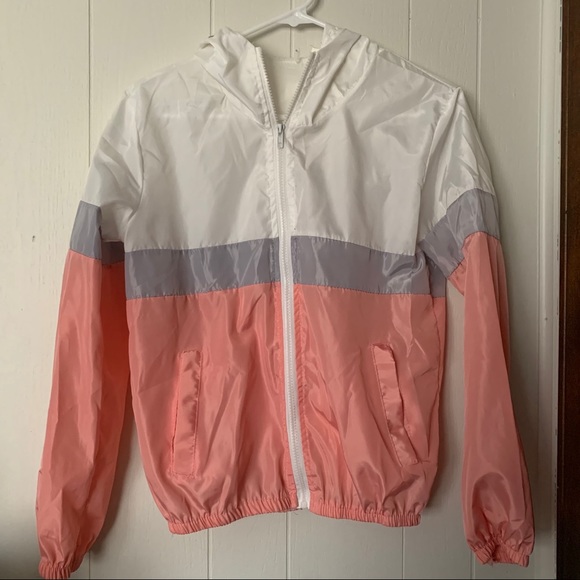 pink white & gray windbreaker zip up - Picture 3 of 3